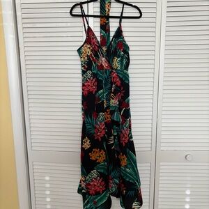 SHEIN Black Floral High Low Dress